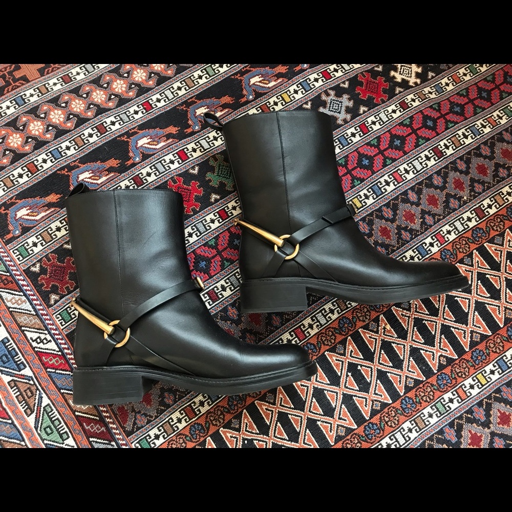 Gucci Black Tess Horsebit Ankle Boots